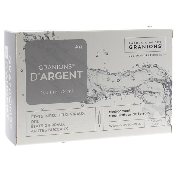 Granions d'argent 0,64mg - Boîte de 30 ampoules de 2ml