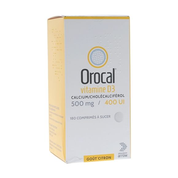 Orocal Vitamine D3 500mg/400 U.I - 180 comprimés à sucer