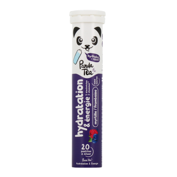 Pastilles hydratation et énergie goût myrtille framboise Panda Tea - 20 pastilles effervescentes