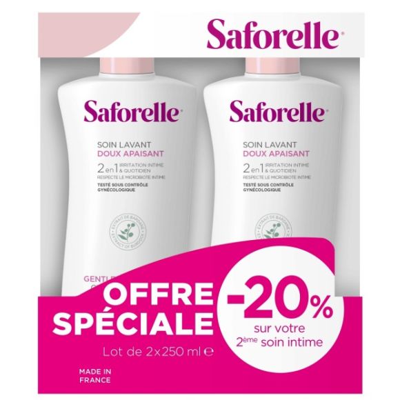 Saforelle soin lavant doux toilette intime - lot de 2 flacons de 250ml