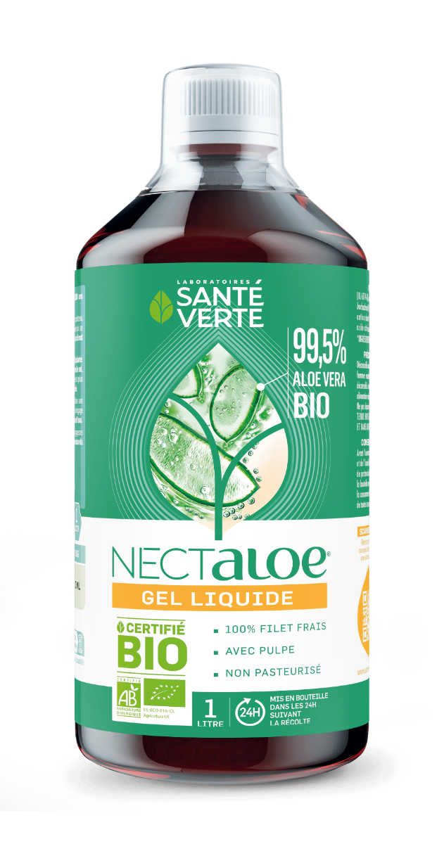 Nectaloe Aloe Vera 99,5% en gel liquide bio Santé Verte - bouteille de 1 litre