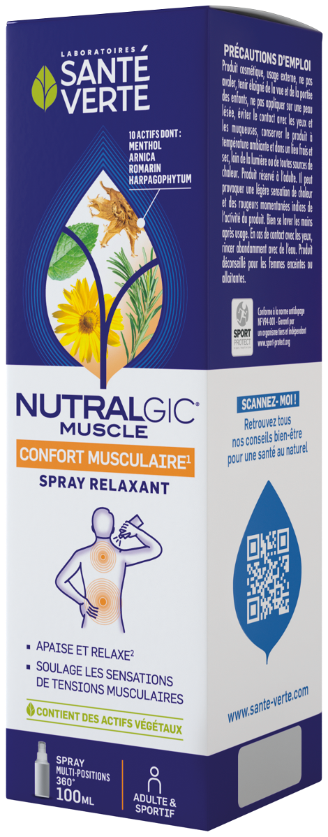 Nutralgic muscle Spray relaxant confort musculaire Santé Verte - spray de 100 ml