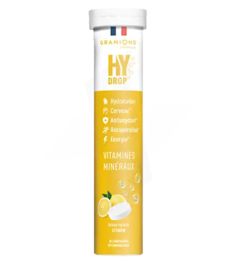Hydrop solution d'hydratation arôme citron Granions - tube de 20 comprimés effervescents