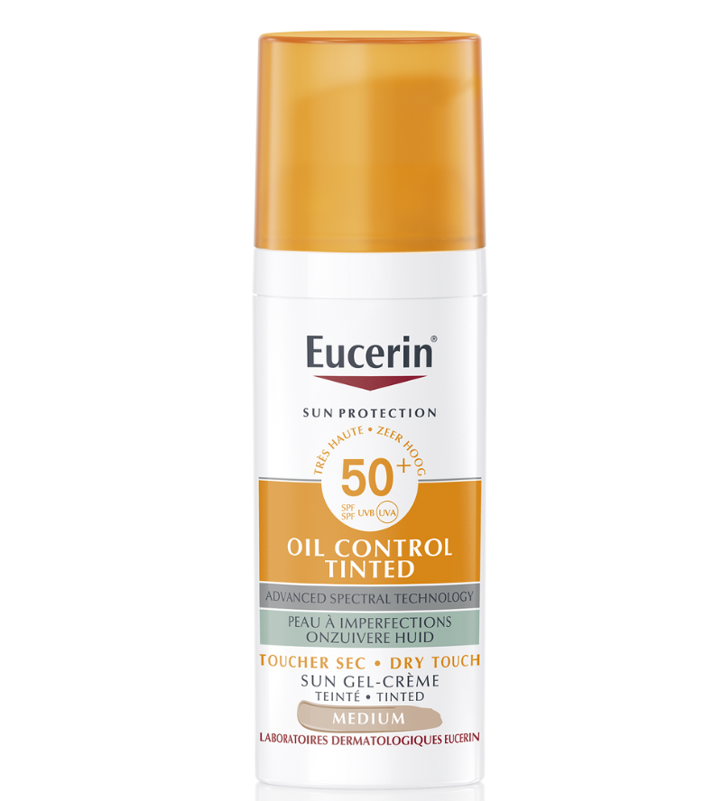 Oil control tinted sun gel-crème medium SPF50+ Eucerin - flacon-pompe de 50ml