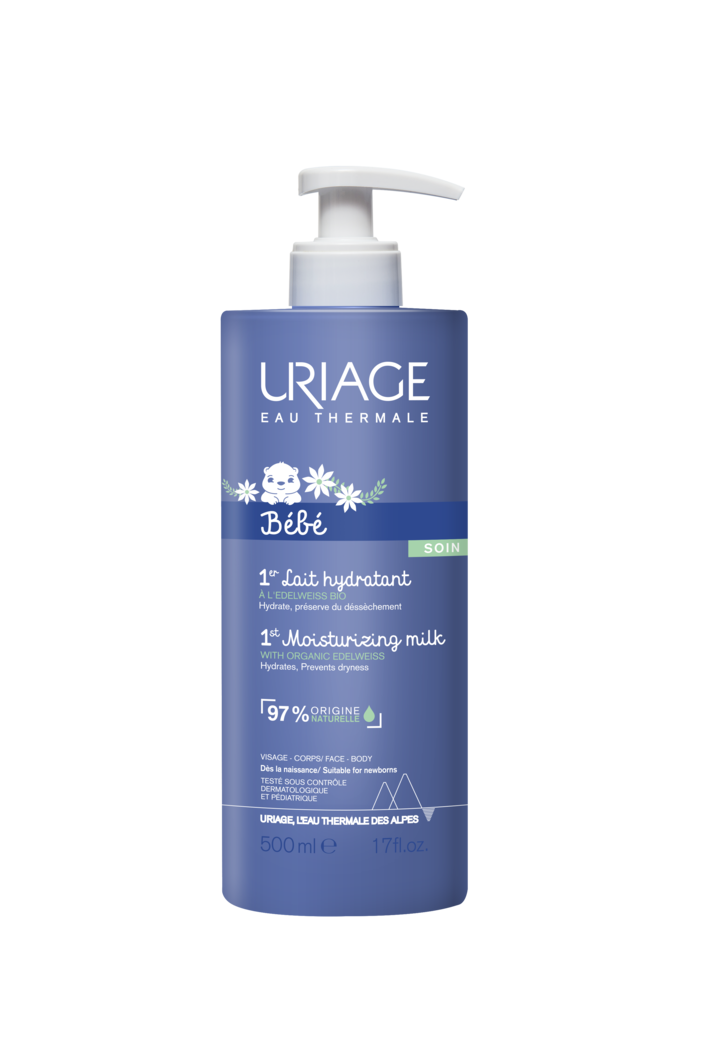 1er lait hydratant bébé Uriage - flacon-pompe de 500 ml