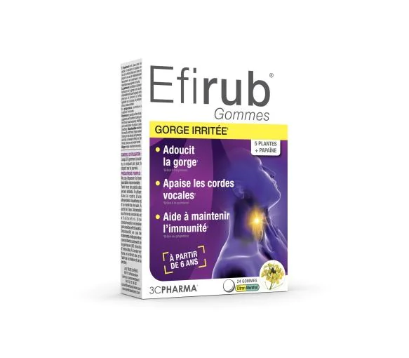 Efirub Gommes 3C Pharma - complment alimentaire gorge irrite