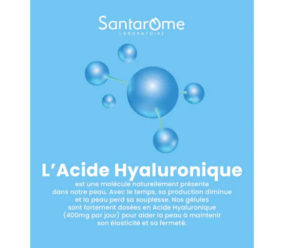 Complément Alimentaire Acide Hyaluronique Pour La Peau, 60 Gélules - Formulé Avec Collagène Et Vitamine C, 100% Naturel, Fabriqué En France