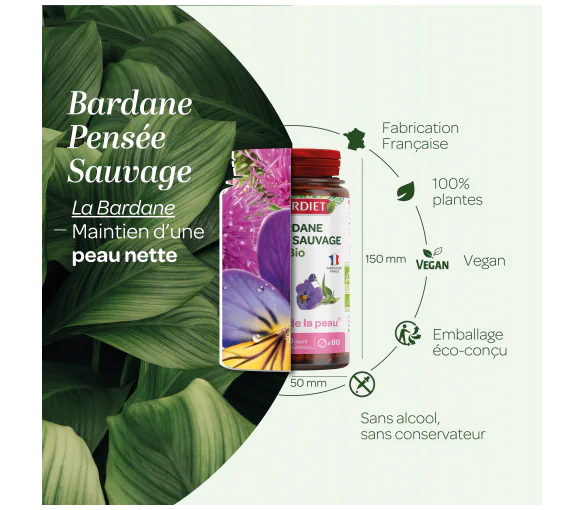 Complément Alimentaire AJY Ajyllumine - Bardane, Pensée Sauvage, Ortie - 60 Gélules - Pour La Peau Et Les Cheveux - Valable Jusqu'à 03/2027